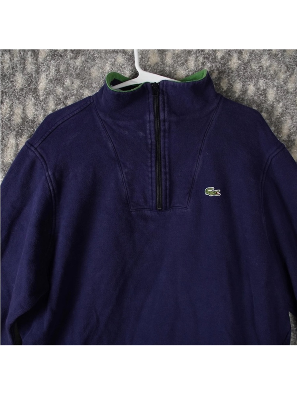 Lacoste Sport Mens Sweater Size 8 Blue 1/4 Zip Knit Preppy Pullover - Picture 3 of 13